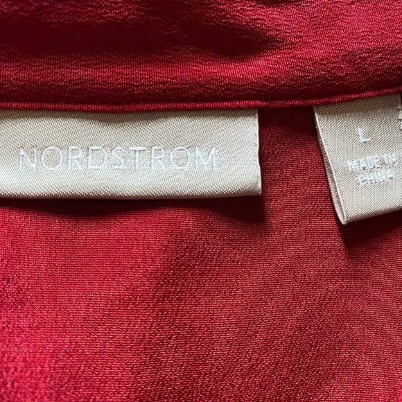 Nordstrom Sz L Classic Red Button-Up Women's Silk Blouse - Picture 2 of 10